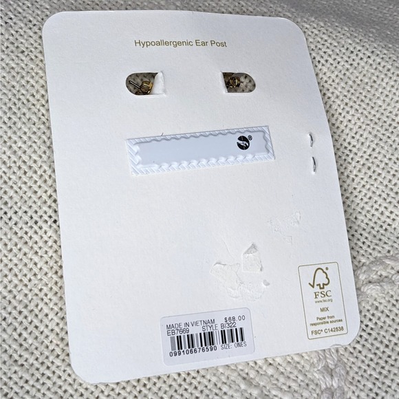 NEW J. Crew Raffia Hoop Earrings Blue Gold Style #B1322 MSRP $68 - Picture 4 of 7